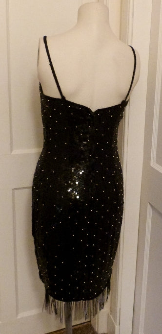 Roots vintage 80s black sequinned flapper dress The Frockery Roots vintage 80s black sequinned flapper dress The Frockery