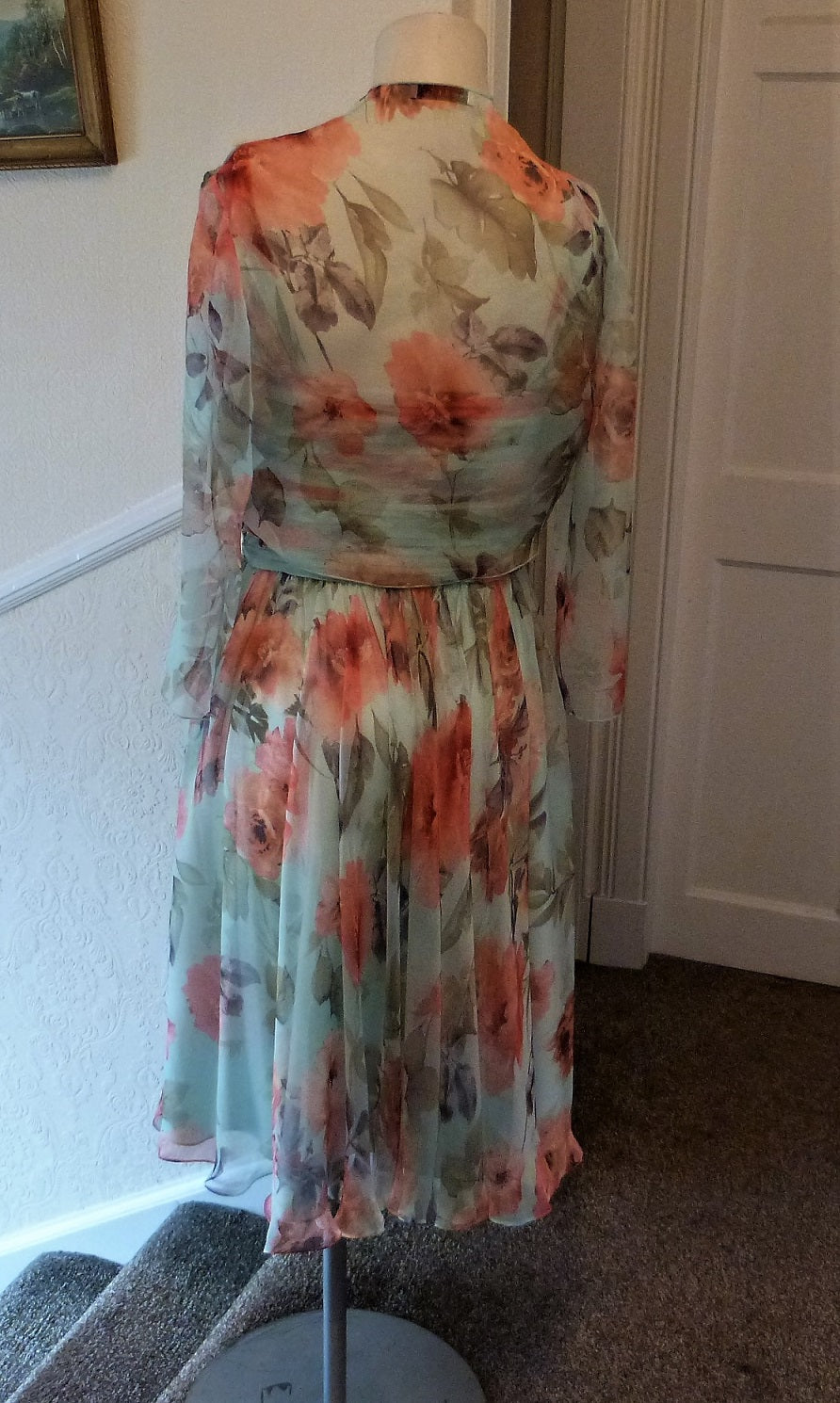 strapless open back dress 1950s Deadstock BASILA Reversible Cape Dress Xs