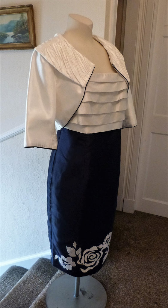Libra ivory and navy occasion dress and jacket – The Frockery