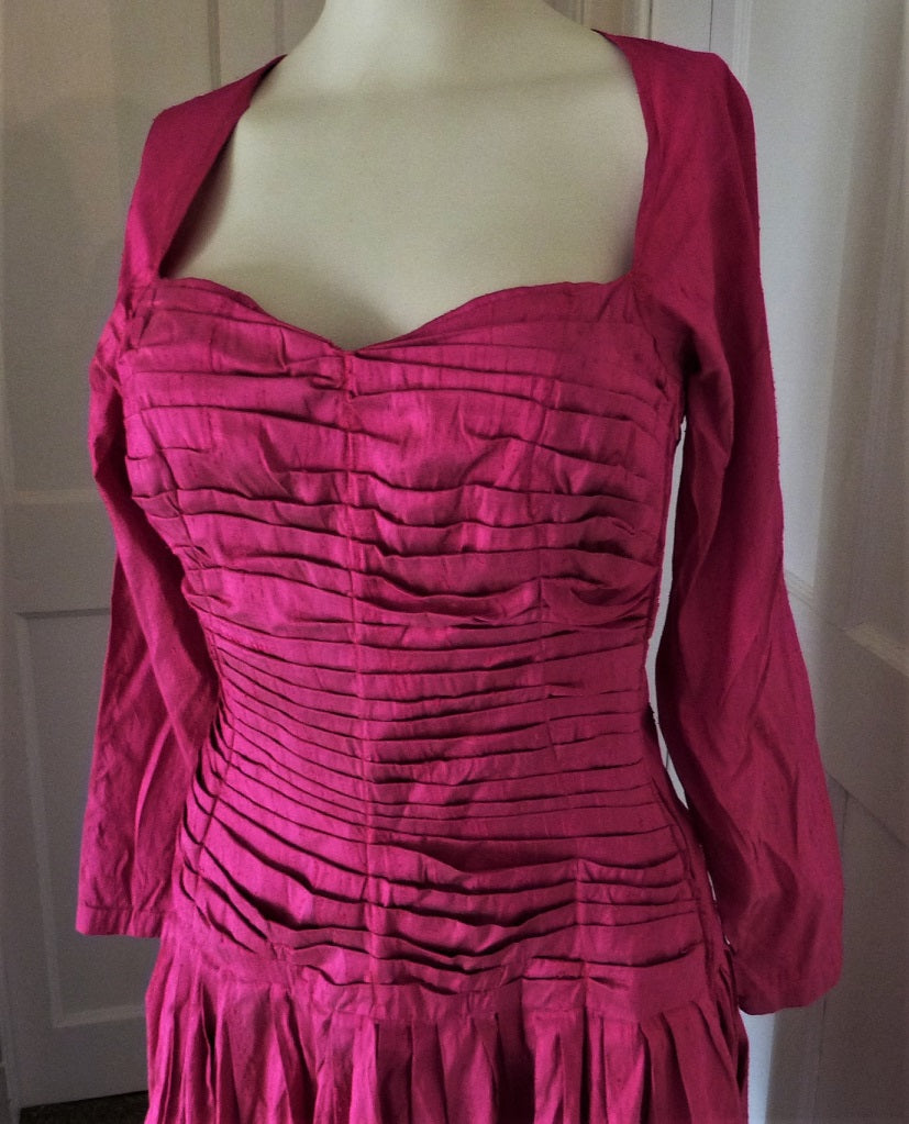 80s Brouhaha fuchsia pink raw silk prom dress The Frockery 80s Brouhaha fuchsia pink raw silk prom dress The Frockery
