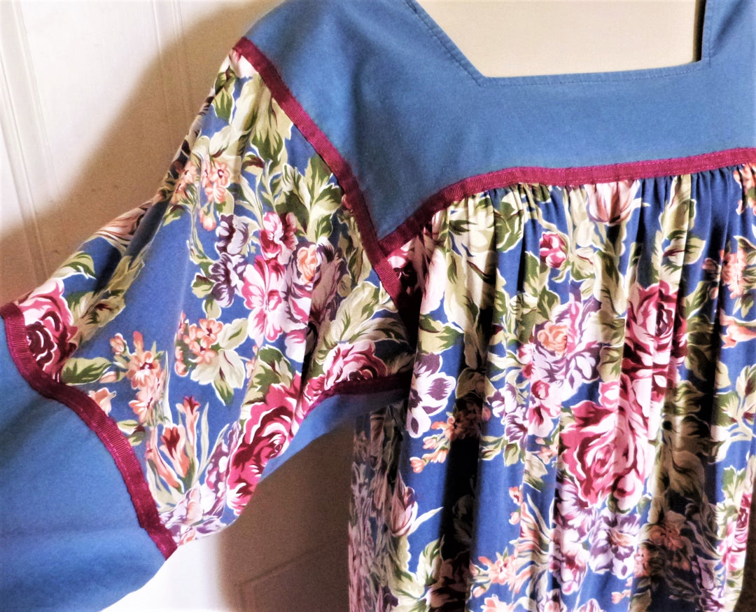70s vintage Krist Gudnason boho blue floral dress – The Frockery 70s vintage Krist Gudnason boho blue floral dress – The Frockery