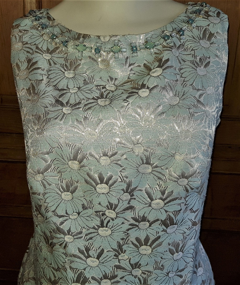 Monsoon blue brocade cocktail dress – The Frockery