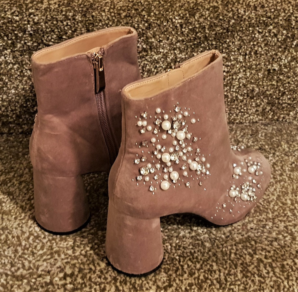 Dusky pink ankle boots best sale