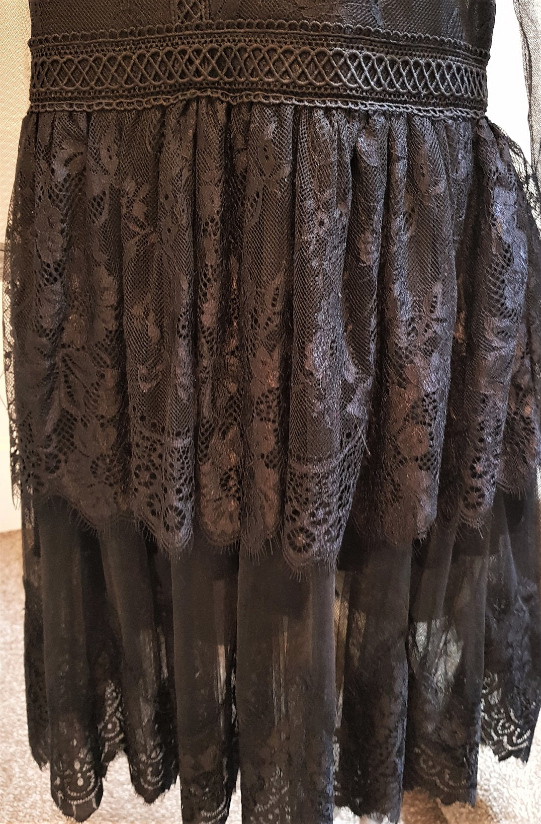 Louxury black lace tiered cocktail dress – The Frockery