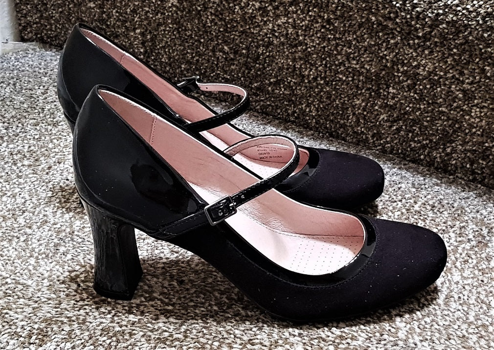 Black mary jane heels with ankle strap best sale