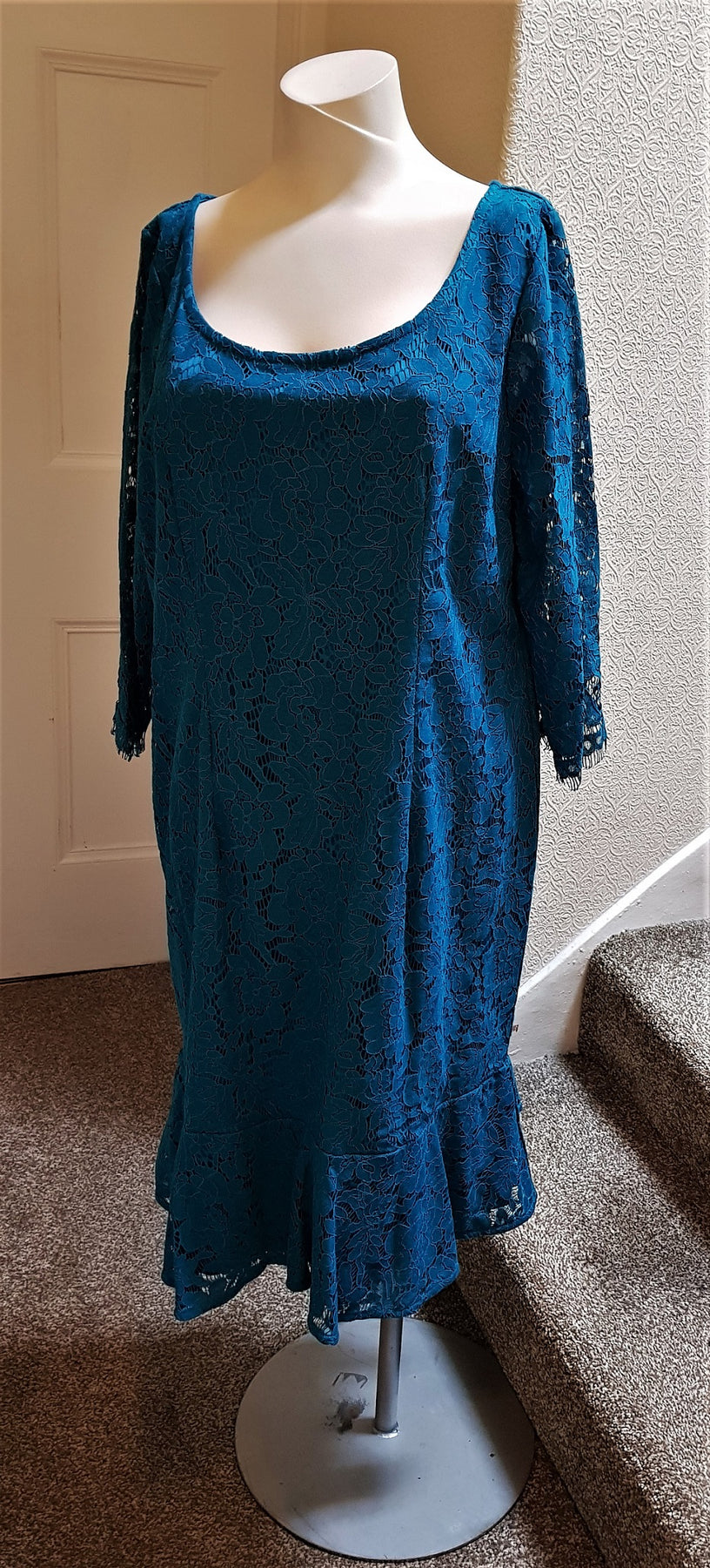Jacques Vert turquoise lace cocktail dress The Frockery Jacques Vert turquoise lace cocktail dress The Frockery