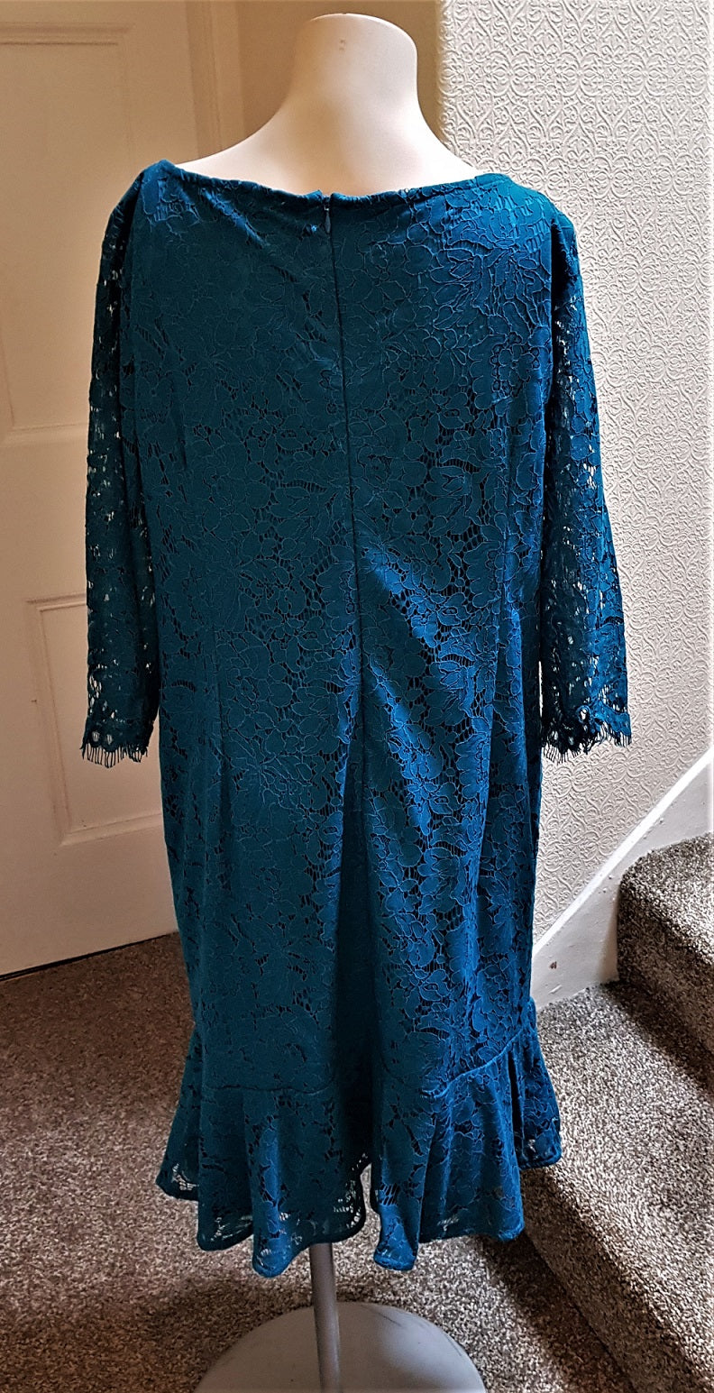 Jacques Vert turquoise lace cocktail dress