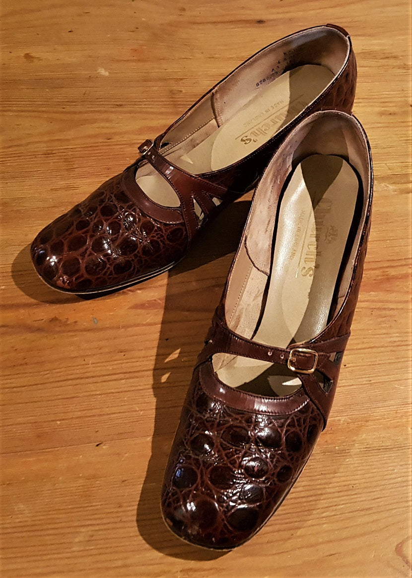 Church s vintage brown leather mock croc shoes