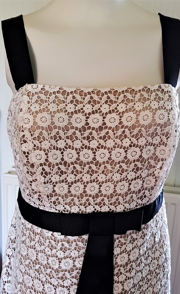 Bravissimo cream lace dress with black ribbon trim The Frockery Bravissimo cream lace dress with black ribbon trim The Frockery