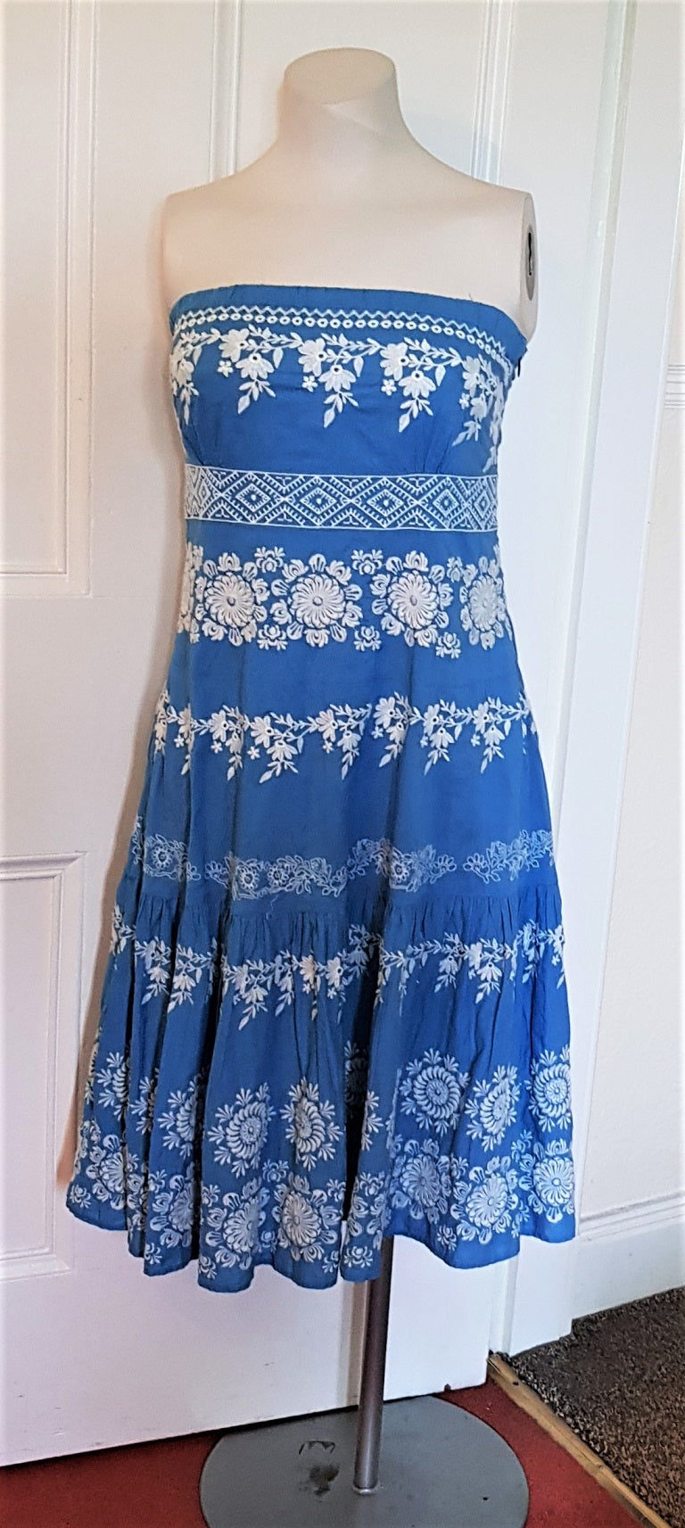 Monsoon blue embroidered sun dress – The Frockery