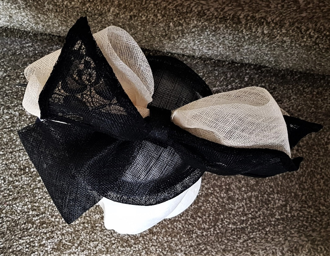 Black and cream fascinator hat online