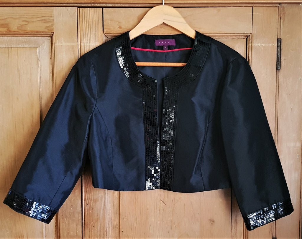 Black cropped evening jacket hotsell