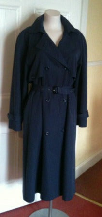 Classic navy ladies Dannimac trench coat raincoat The Frockery