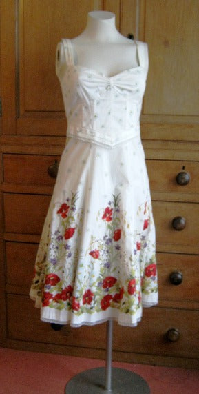 karen millen vintage dresses Karen Millen cream daisy and poppy print cotton summer dress – The Frockery