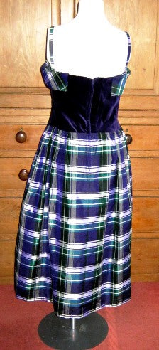 80s Marion Donaldson purple velvet and plaid prom party dress – The Frockery