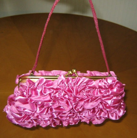 REDUCED Pink satin frilled evening bag