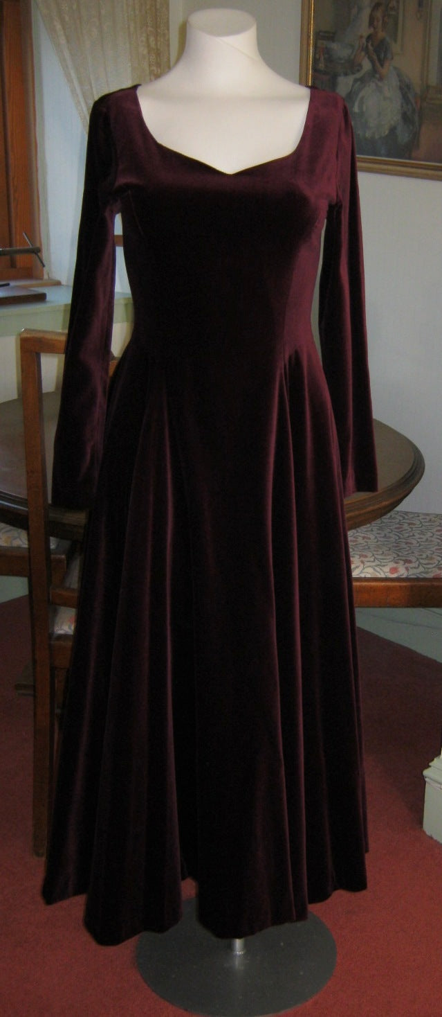 80s Laura Ashley burgundy velvet cocktail party dress The Frockery