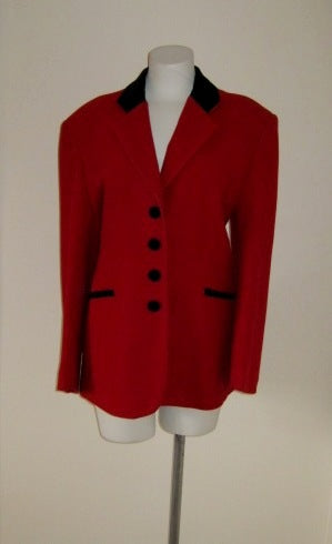 Red Master Riding Jacket 80s red riding style jacket with velvet trim – The Frockery