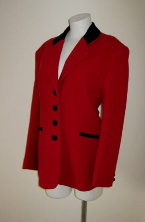 Red Master Riding Jacket 80s red riding style jacket with velvet trim – The Frockery