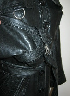 70s vintage black leather trench coat – The Frockery