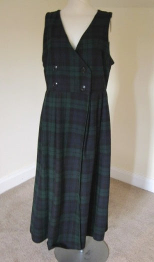 Nightingales Black Watch tartan plaid pinafore coat dress – The Frockery