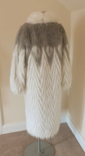 SOLD Luxury Astraka Arctic fox white with grey faux fur coat