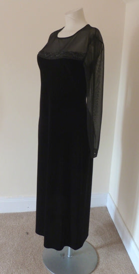 Sophia de Sol black velvet cocktail dress with sheer top – The Frockery