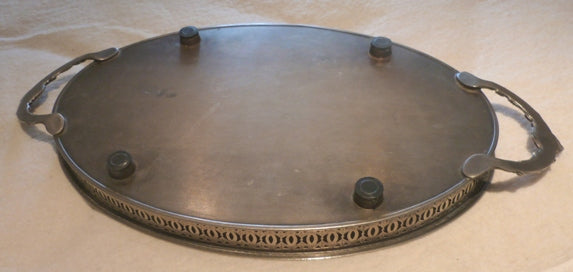 Falstaff Georgian style silver plated gallery tray with handles