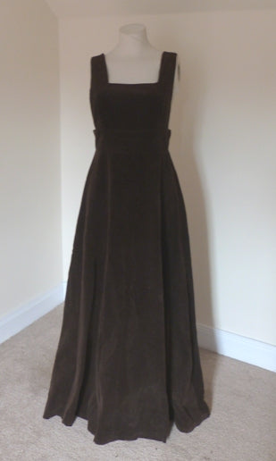 70s brown cord maxi pinafore dress  The Frockery