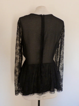 Zara black lace peplum tunic top – The Frockery