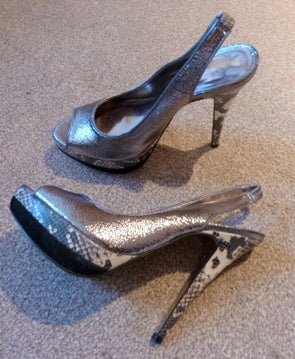 Top Shop silver sling back platform party shoes