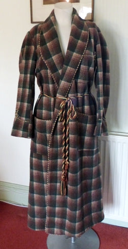 Men's vintage brown and green plaid dressing gown – The Frockery