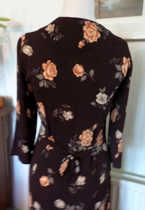Vintage Wallis brown floral tea dress – The Frockery