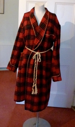 old fashioned wool dressing gown SOLD: Men’s vintage red tartan wool dressing gown