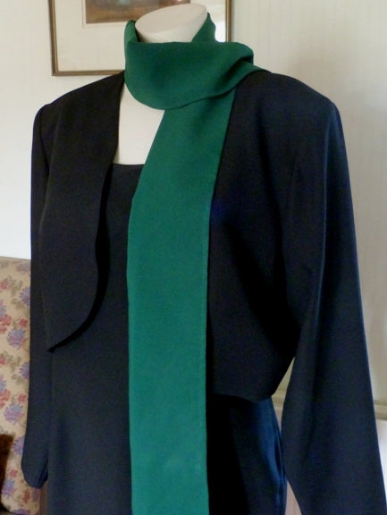 black dress with green scarf Lavish Black and Green Thob Dress with Detachable Back Skirt and Head Scarf 48/(3XL) main image 0