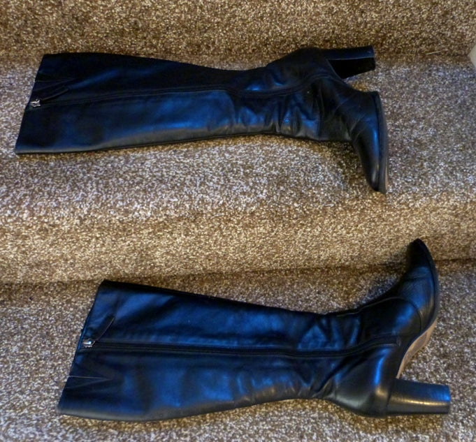 Marks and spencer black knee high boots best sale