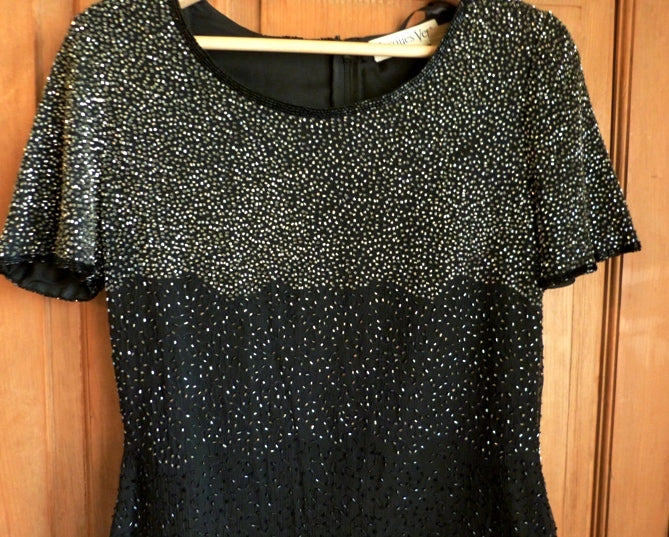 Jacques Vert black embellished evening top The Frockery