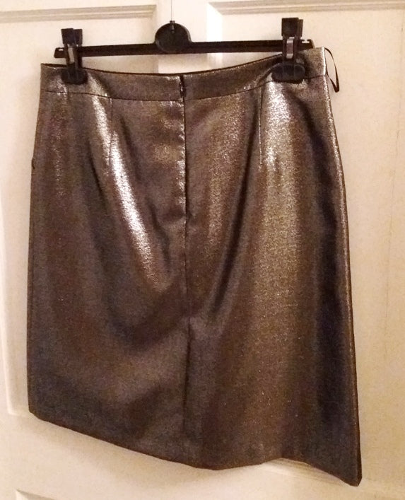 M S silver metallic skirt The Frockery