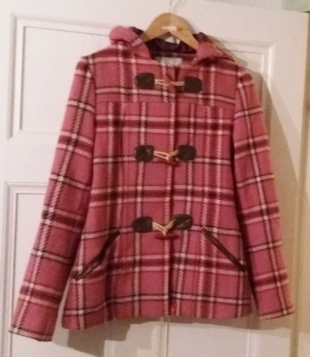 Ness pink tartan check Bess duffle coat