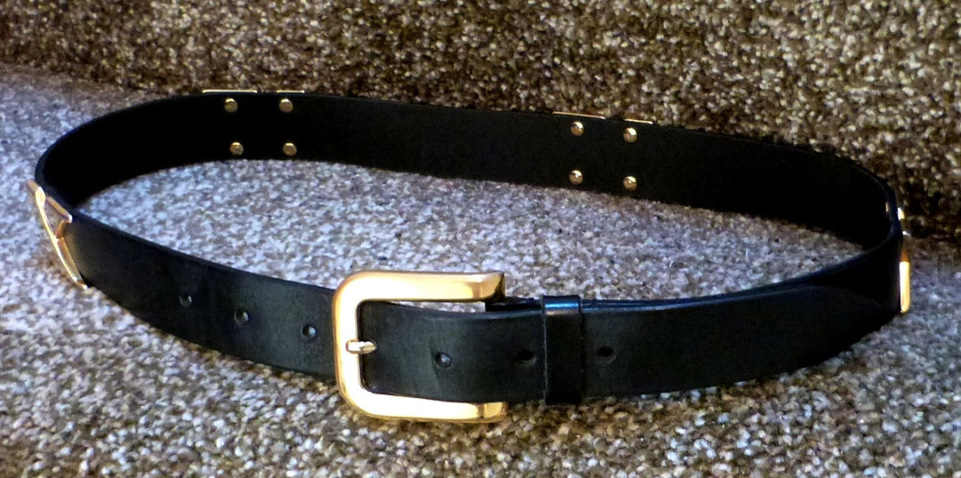 St Michael black leather and brass belt – The Frockery display picture 2