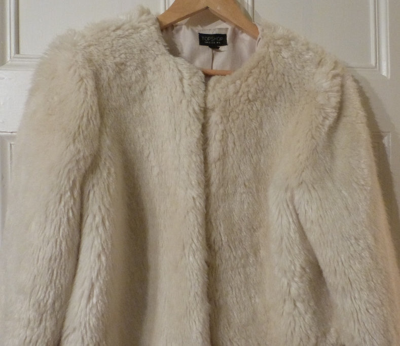 TopShop cream faux fur jacket - Main Image